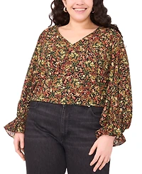Vince Camuto Plus Balloon Sleeve V-Neck Blouse