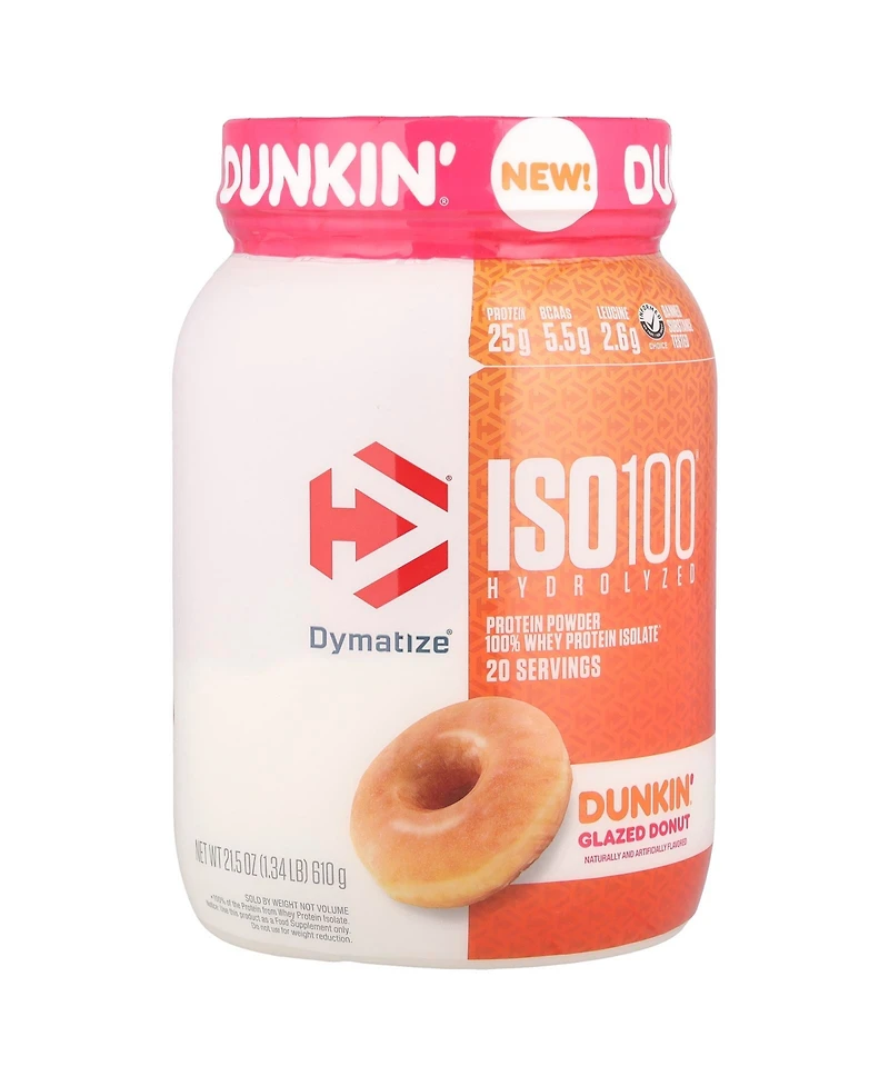Dymatize ISO100 Hydrolyzed 100% Whey Protein Isolate Dunkin Glazed Donut