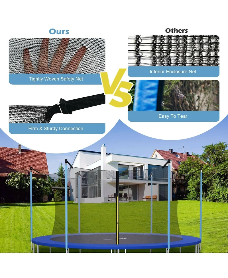 14 Feet Replacement Weather-Resistant Trampoline Safety Enclosure Net