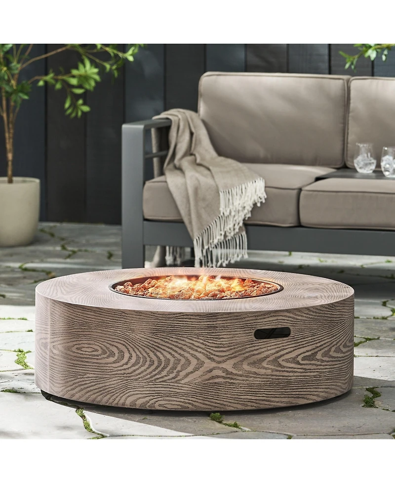 Mondawe 30" Round Iron Fire Pit, 50,000 Btu, Outdoor Propane, Tank Outside