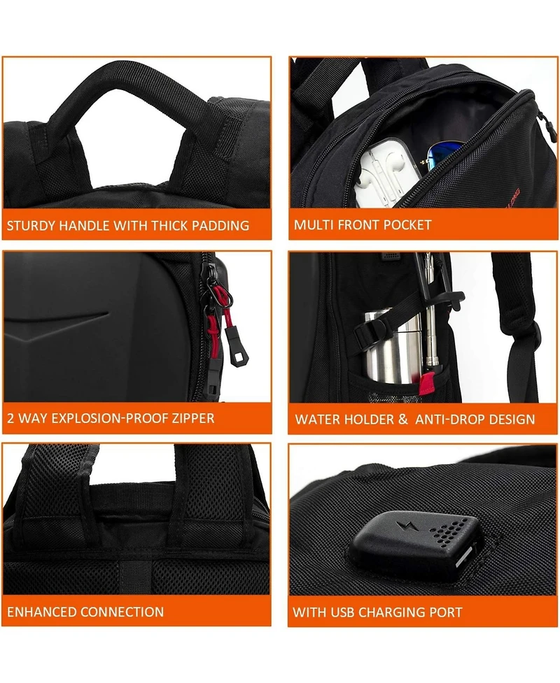 Nakto 7 Inch Laptop Backpack with Hardshell, Armored Backpack with Usb Port and Lightweight Rain Cover for Motorcycle Outdoor Racing Waterproof Rucksa