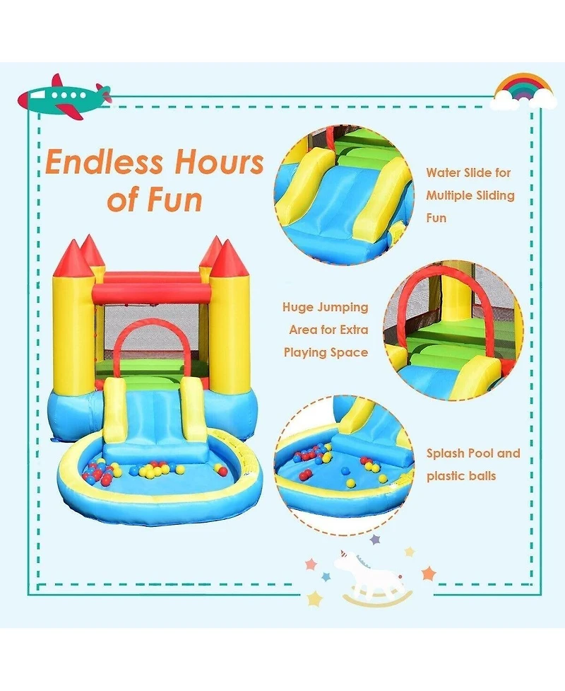 Kids Inflatable Bounce House Castle with Ball Pit and Carrying Bag