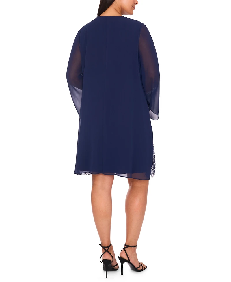Msk Plus-Size Women's V-Neck Midi Dress