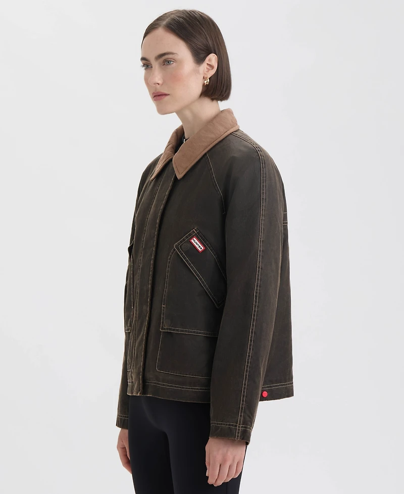 Hunter Women's Short Faux Fur-Lined Waxed Jacket