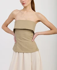 En Saison Women's Arden Mixed Media Strapless Sleeveless Dress
