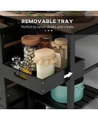Homcom Rolling Kitchen Island Cart, Bar Serving Cart with Drawers