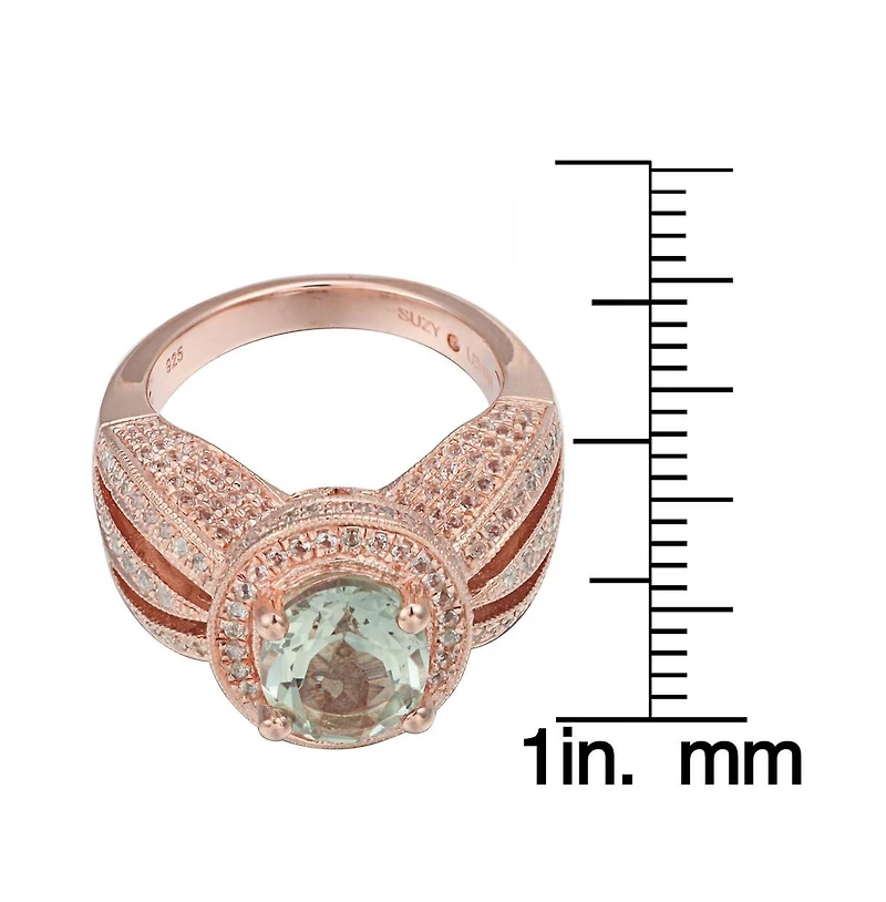 Suzy Levian New York Sterling Silver Oval Cut Center Topaz Cocktail Ring