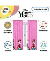 Sunny Side Up Minnie Mouse Curtains for Kids Bedroom 4-Piece Drape Set Pack of 2
