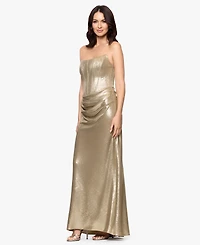 Betsy & Adam Women's Shiny Foil Strapless Dress