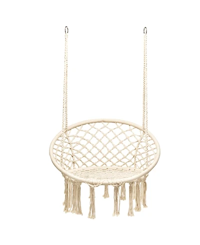 Gymax Hammock Chair Hanging Cotton Rope Macrame Swing Chair Indoor Outdoor