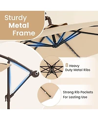 10 Feet Solar Offset Hanging Umbrella with 40 Lamp Beads and Solar Panel