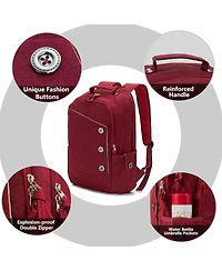 15.6 inch Laptop Backpack for Women, Stylish Buttons Decor Daypack Fit 15.6 inch Notebook, Water Resistant Computer Notebook Bag with Usb Charging Por