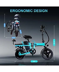 Foldable Electric Bicycle, 500W Peak Motor 45 Miles 80KM Max Range, Upgraded E-bike with Front Basket, Phone Holder and Digital Display