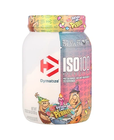 Dymatize ISO100 Hydrolyzed 100% Whey Protein Isolate Pebbles Birthday Cake