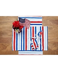 Watercolor Patriotic Stripe 4th of July Cotton Napkin Set of 6