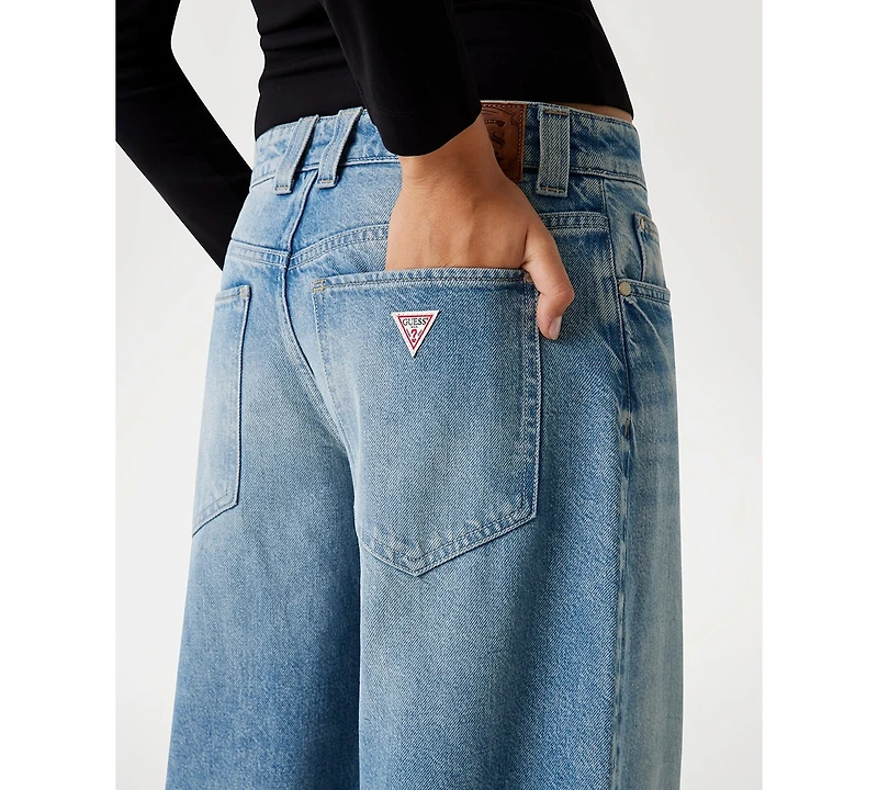 Guess Women's Baggy Balloon Barrel Mid Rise Jeans