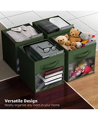 Sorbus 13 Inch 6 Pack Collapsible Fabric Storage Bins with Clear Window - for Organizing Clothes, Toys, Books, Shelves, Closets & more