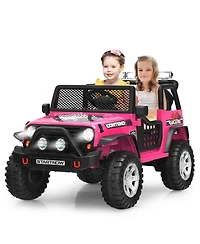 12V Kids Electric Ride-On Truck with Remote Control and Operation Lever - Pink