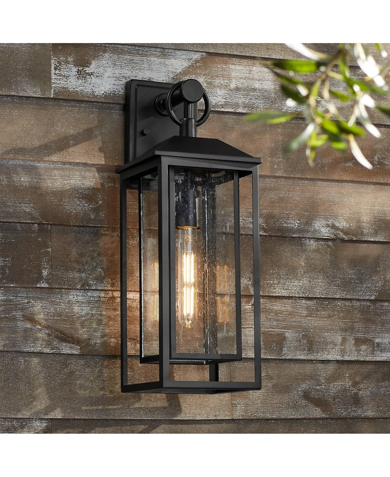 John Timberland Califa 20" High Traditional Outdoor Wall Light Fixture Mount Porch House Exterior Outside Lantern Weatherproof Black Glass Shade