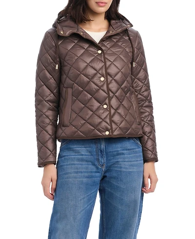 kate spade new york Women's Hooded Packable Diamond Quilted Jacket