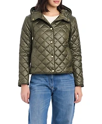 kate spade new york Women's Attached Hood Packable Diamond Quilted Jacket