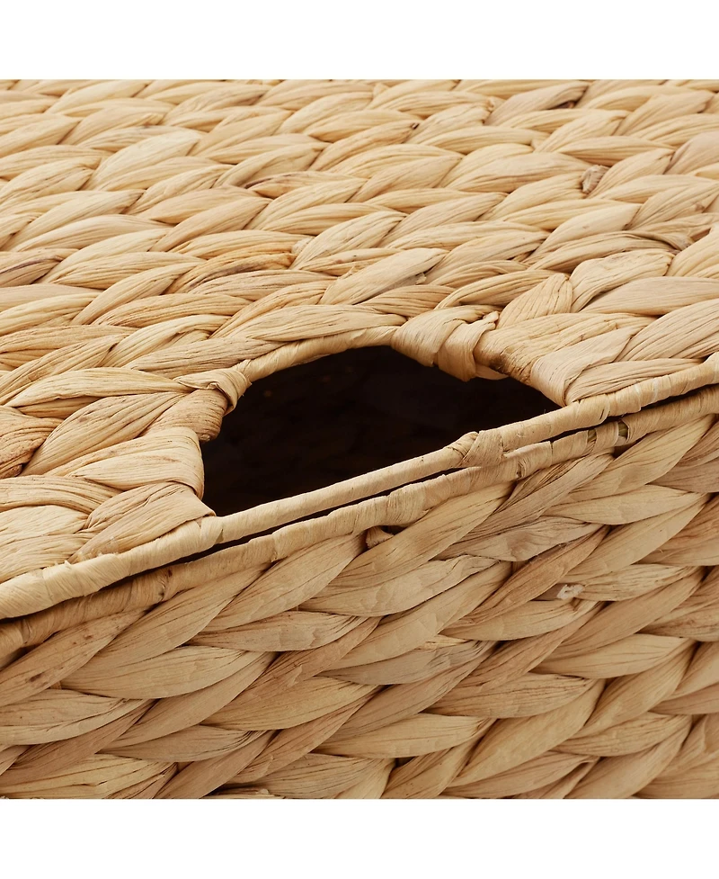 Casafield Set of Water Hyacinth Storage Baskets (Medium/Large), Multipurpose Organizer Rectangular Totes with Removable Lids