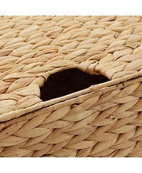 Casafield Set of Water Hyacinth Storage Baskets (Medium/Large), Multipurpose Organizer Rectangular Totes with Removable Lids