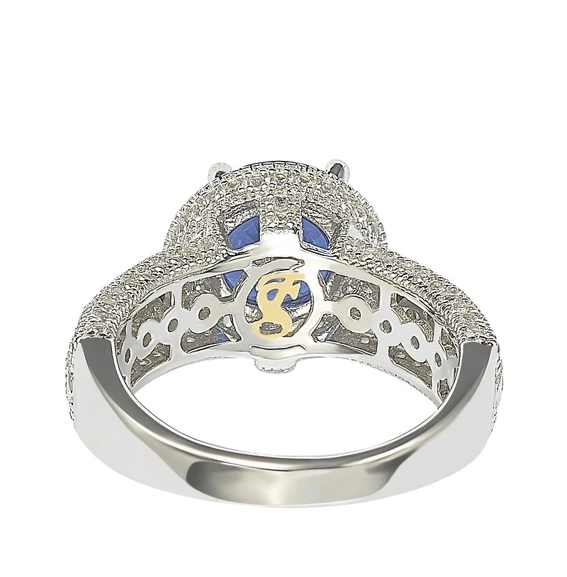 Suzy Levian Sterling Silver Sapphire & Created White Round-Cut Ring