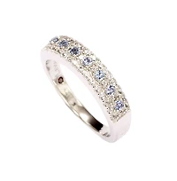 Suzy Levian New York Sterling Silver Sapphire & Created White Color-Pop Half Band Ring