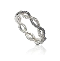 Suzy Levian Sterling Silver Sapphire & Created White Infinity Twisted Eternity Band Ring