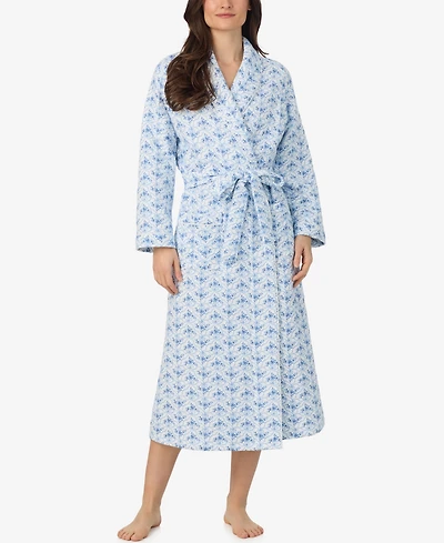Eileen West Women's Long Sleeve Diamond Quilt Ballet Wrap Robe