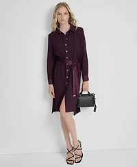 Dkny Women's Long Sleeve Collared Shirt Dress