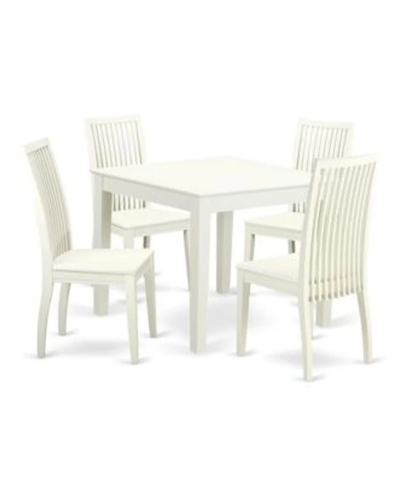 East West Furniture Dining Room Set Linen White