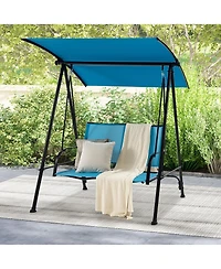 Gymax 2-Person Patio Swing Seat Bench Canopy Loveseat Outdoor