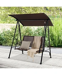 Gymax 2-Person Patio Swing Seat Bench Canopy Loveseat Outdoor
