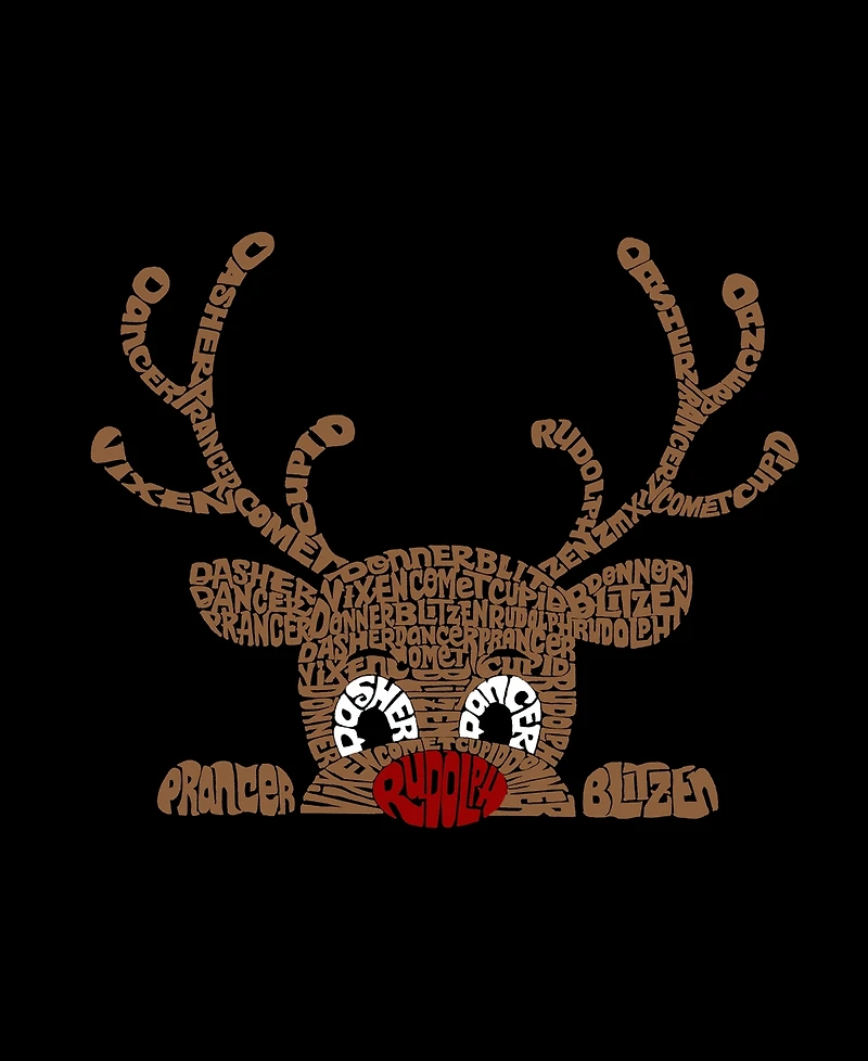 La Pop Art Plus Peeking Reindeer Word V-Neck T-Shirt