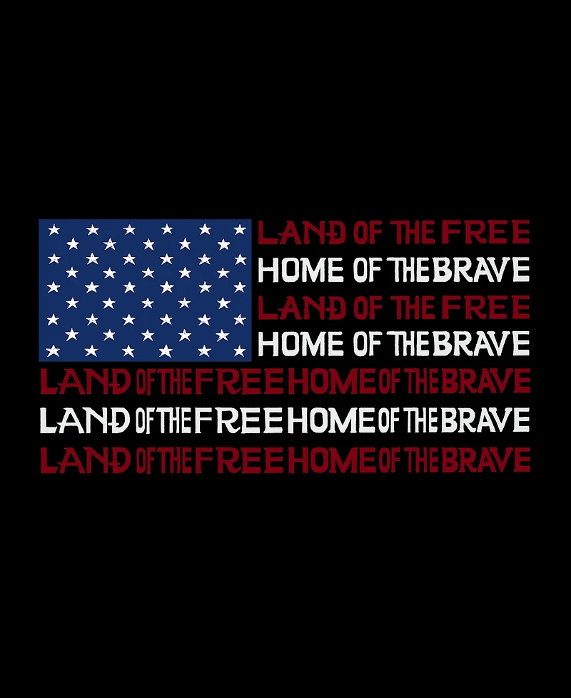 La Pop Art Plus Land of the Free American Flag Word V-Neck T-Shirt