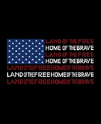 La Pop Art Plus Land of the Free American Flag Word V-Neck T-Shirt