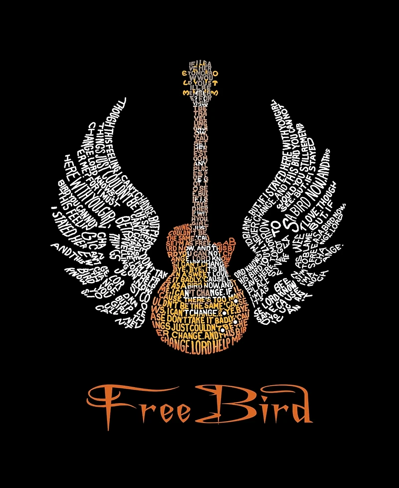 La Pop Art Plus Lyrics To Freebird Word V-Neck T-Shirt