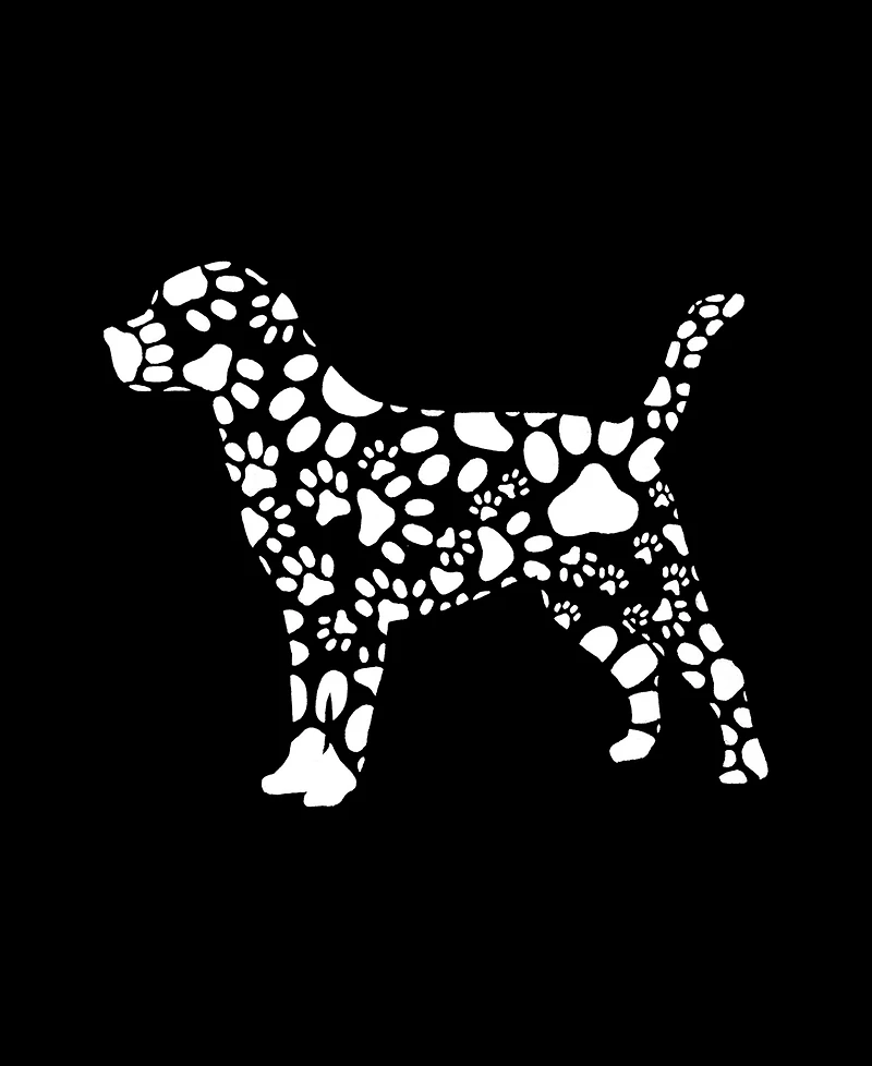 La Pop Art Plus Dog Paw Prints Word V-Neck T-Shirt