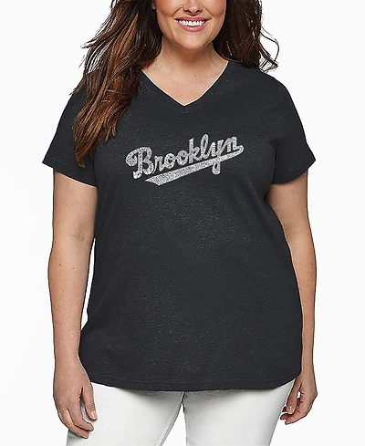 La Pop Art Plus Brooklyn Neighborhoods Word V-Neck T-Shirt