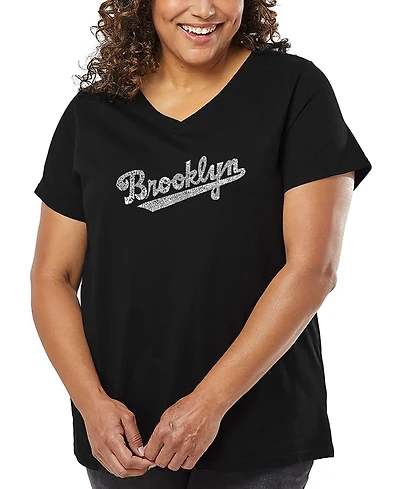 La Pop Art Plus Brooklyn Neighborhoods Word V-Neck T-Shirt