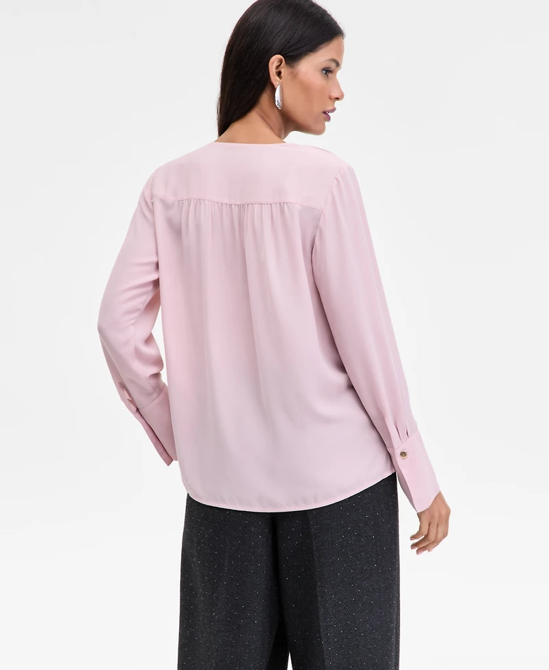 I.n.c. International Concepts Women's Surplice Long-Sleeve Blouse, Exclusively at Macy's