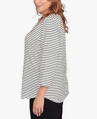 Ruby Rd. Plus Holiday Dogs Striped Knit Top
