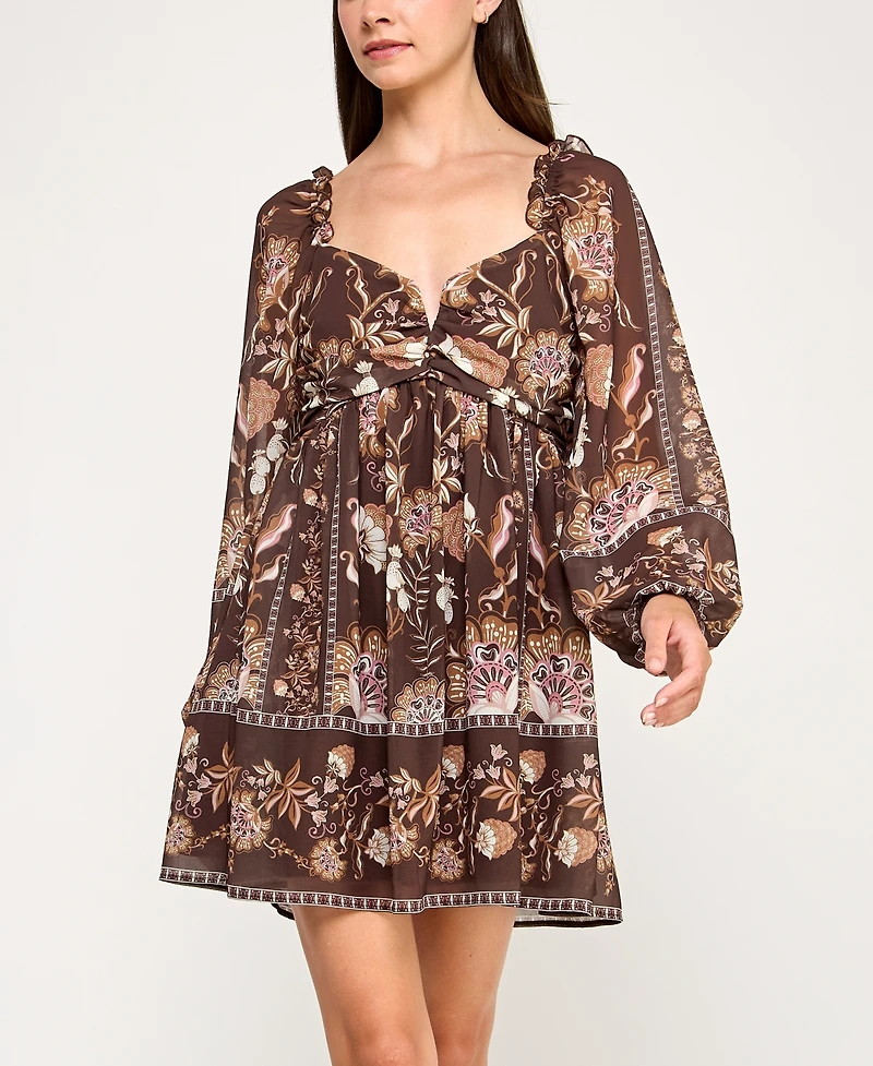 Row A Juniors' Long Sleeve Farm Rio Dress