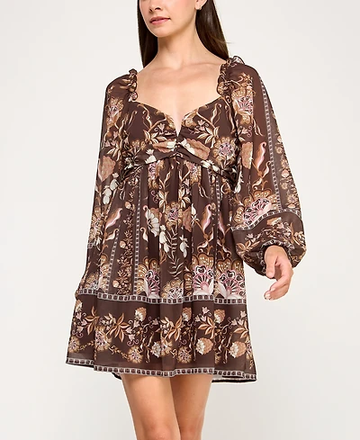 Row A Juniors' Long Sleeve Farm Rio Dress