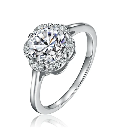 Stella Valentino Adjustable Sterling Silver 1ct Lab-Grown Moissanite Ribbon Pave Band Ring