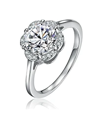 Stella Valentino Adjustable Sterling Silver 1ct Lab-Grown Moissanite Ribbon Pave Band Ring