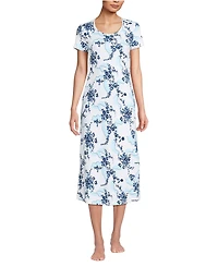 Lands' End Women's Cotton Short Sleeve Midcalf Nightgown