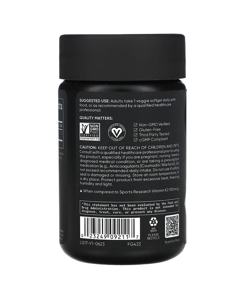 Sports Research Vitamin K2 Low Dose 45 mcg